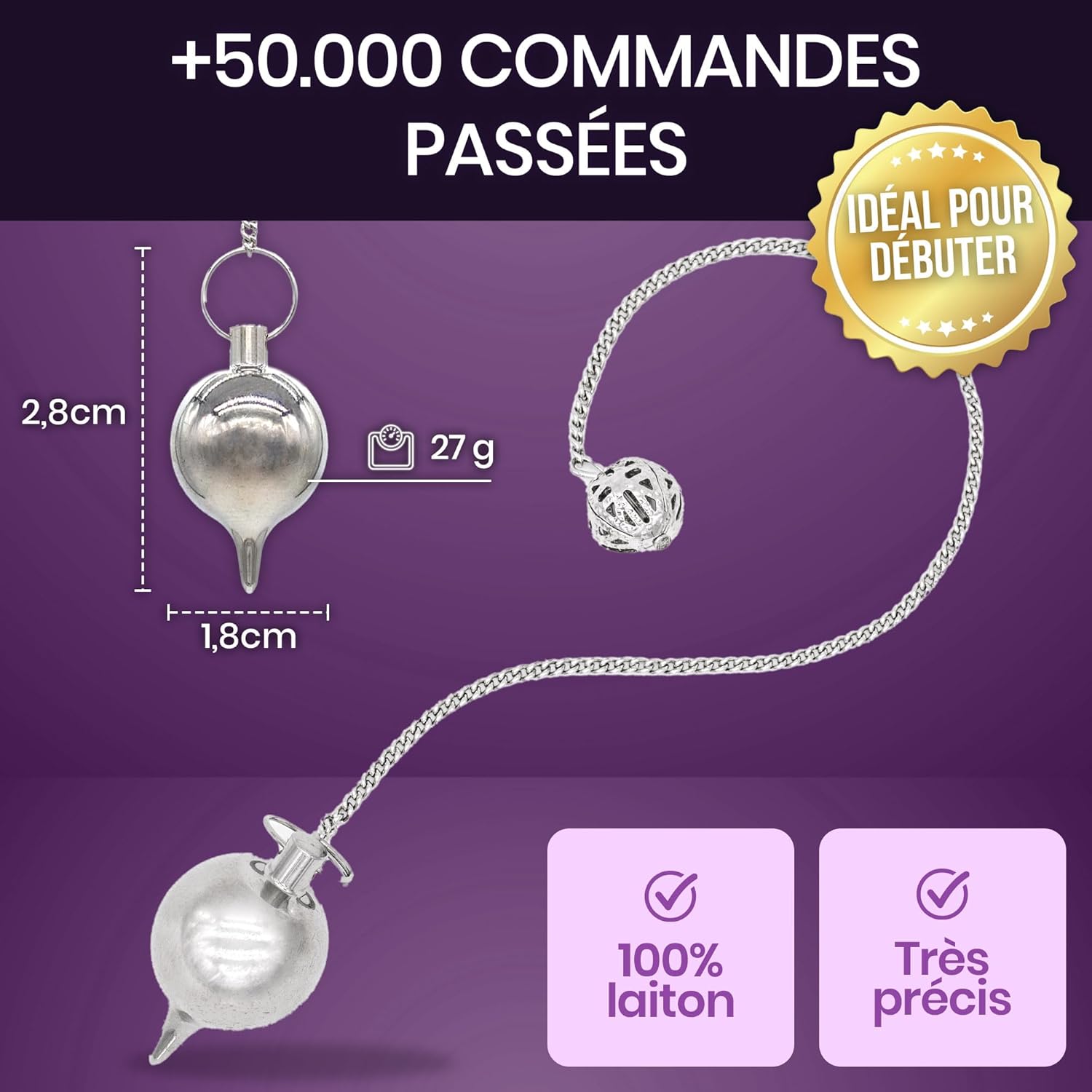 Pendule Divinatoire de Radiesthésie  Forme Goutte d'Eau – Image 2