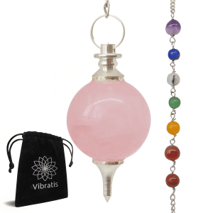 Pendule divinatoire 7 chakras quartz rose