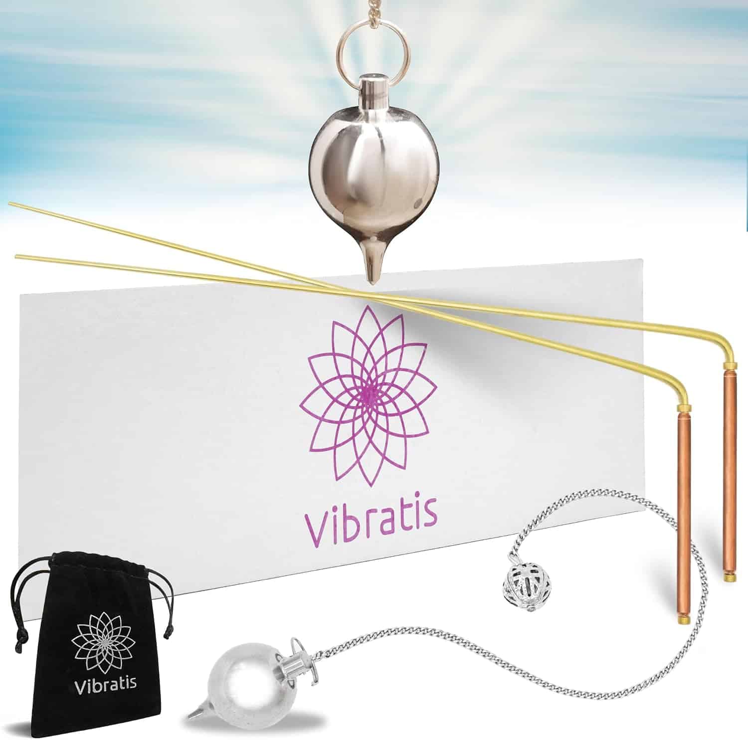 Pack de radiesthésie - baguettes de sourcier en cuivre et pendule divinatoire