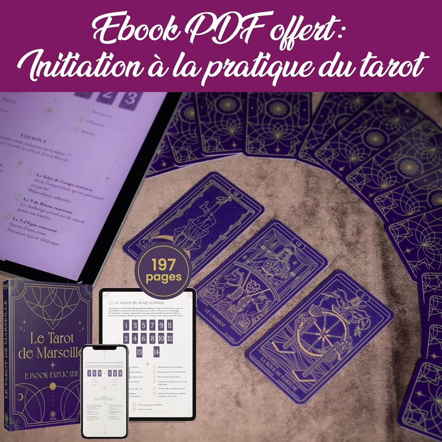 Tarot de Marseille - Tarot Divinatoire avec Livret & E-Book Explicatif – Image 4