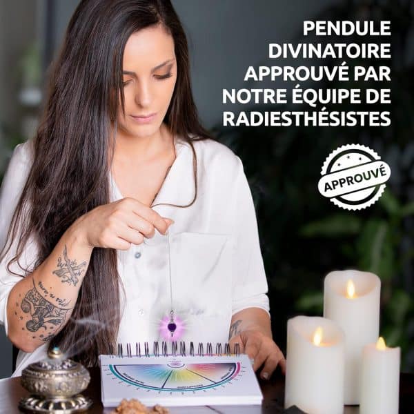 Lot de 3 Pendules Divinatoires Séphorotons de Radiesthésie en Cristal de Roche, Quartz Rose & Améthyste – Image 5